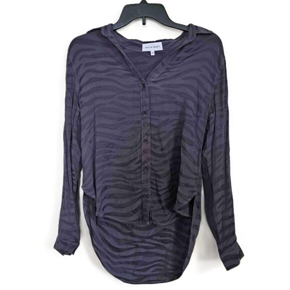 Bella Dahl Zebra Print Button Front Striped Blouse Size XS - Picture 1 of 7